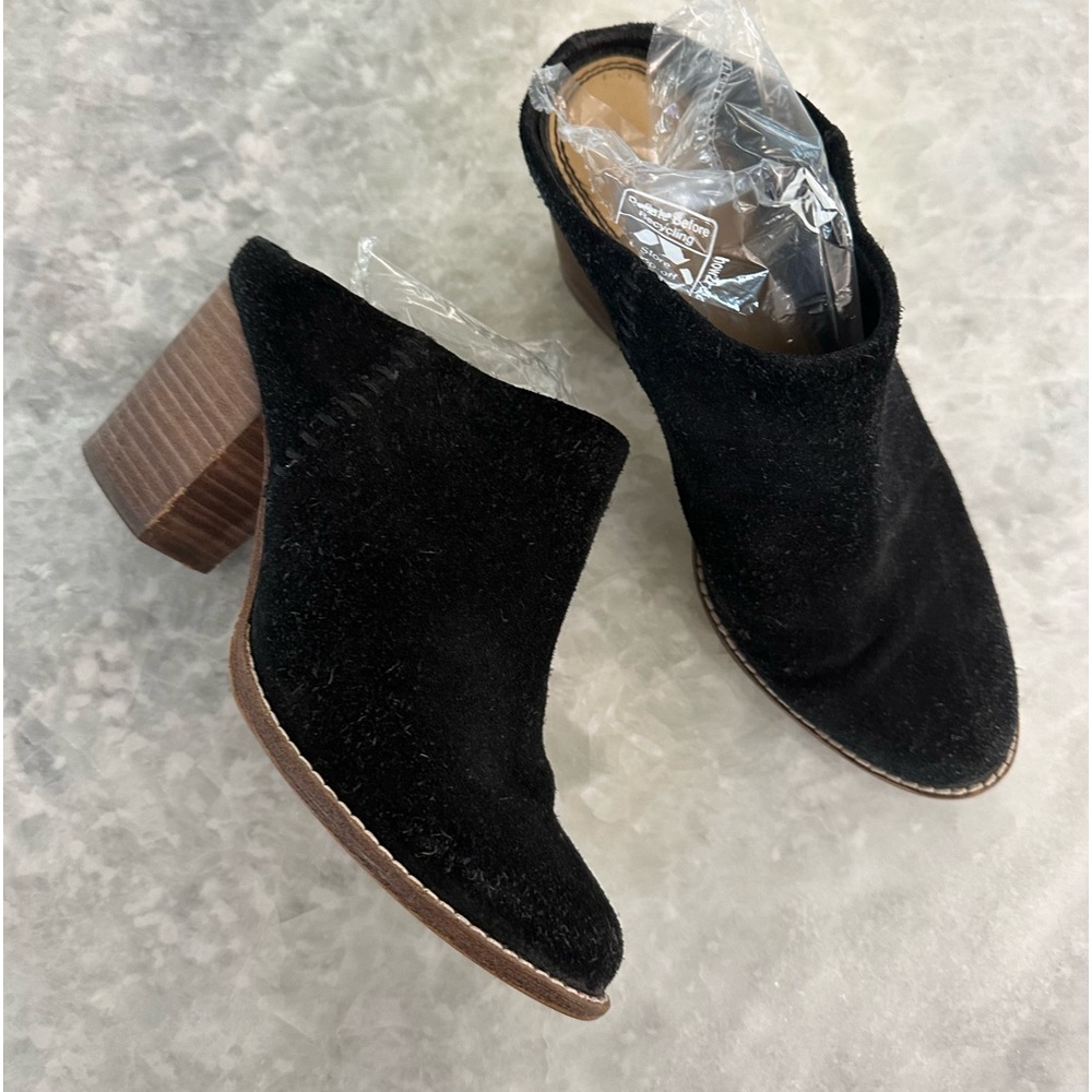 Splendid Black Suede Mules Block Heel Booties size 8.5
